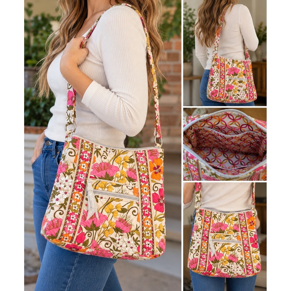 Vera Bradley English Rose Quilted Cotton Crossbody Retired Tea Garden Pattern